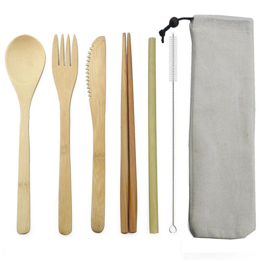 Bamboo Cutlery Set – Eco-Friendly, Reusable, & Travel-Ready Sustainable Utensils