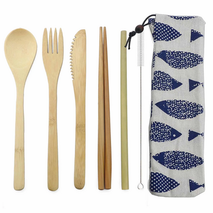Bamboo Cutlery Set – Eco-Friendly, Reusable, & Travel-Ready Sustainable Utensils