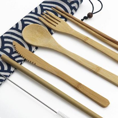 Bamboo Cutlery Set – Eco-Friendly, Reusable, & Travel-Ready Sustainable Utensils