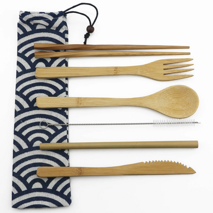 Bamboo Cutlery Set – Eco-Friendly, Reusable, & Travel-Ready Sustainable Utensils