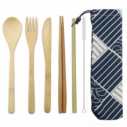 Bamboo Cutlery Set – Eco-Friendly, Reusable, & Travel-Ready Sustainable Utensils