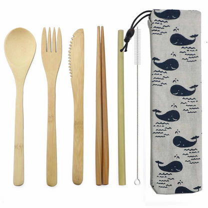 Bamboo Cutlery Set – Eco-Friendly, Reusable, & Travel-Ready Sustainable Utensils