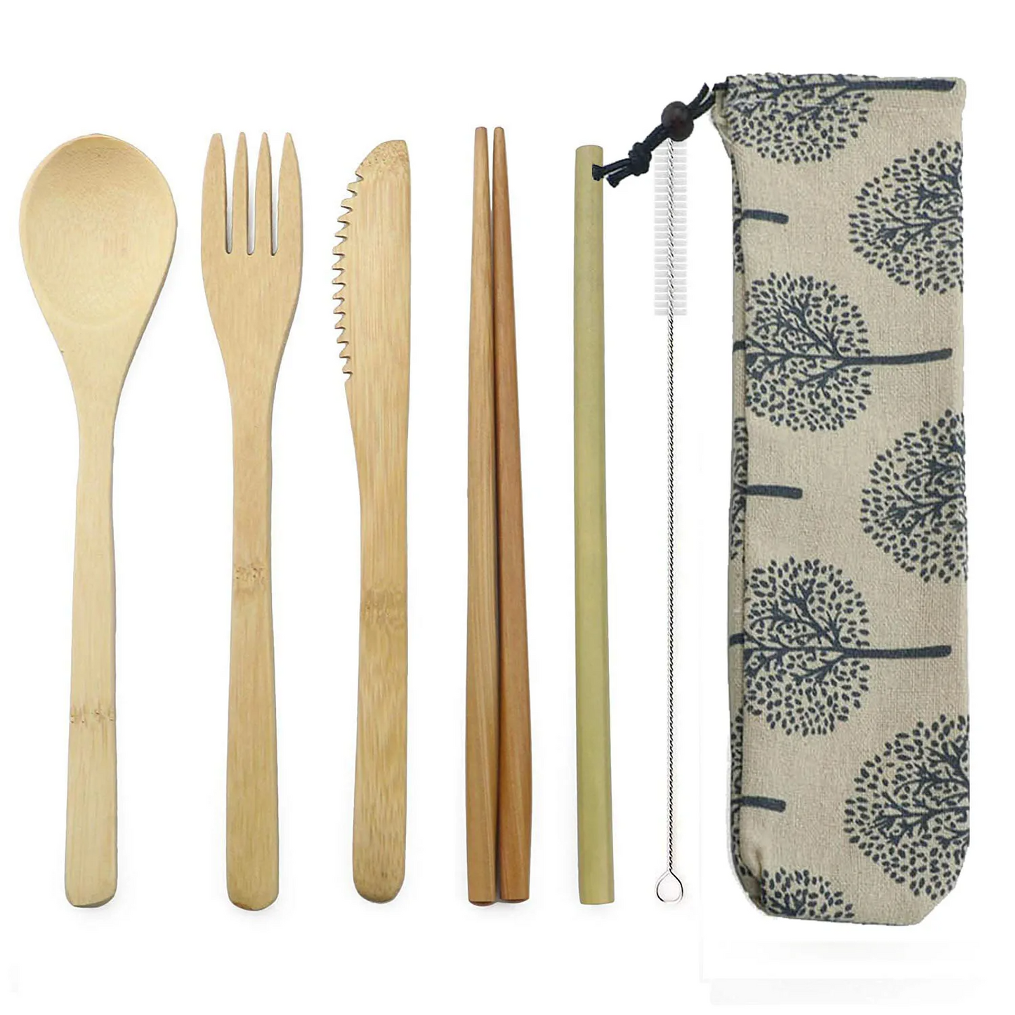 Bamboo Cutlery Set – Eco-Friendly, Reusable, & Travel-Ready Sustainable Utensils