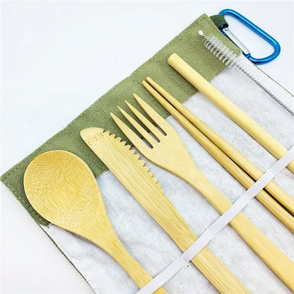 Bamboo Cutlery Set – Eco-Friendly, Reusable, & Travel-Ready Sustainable Utensils