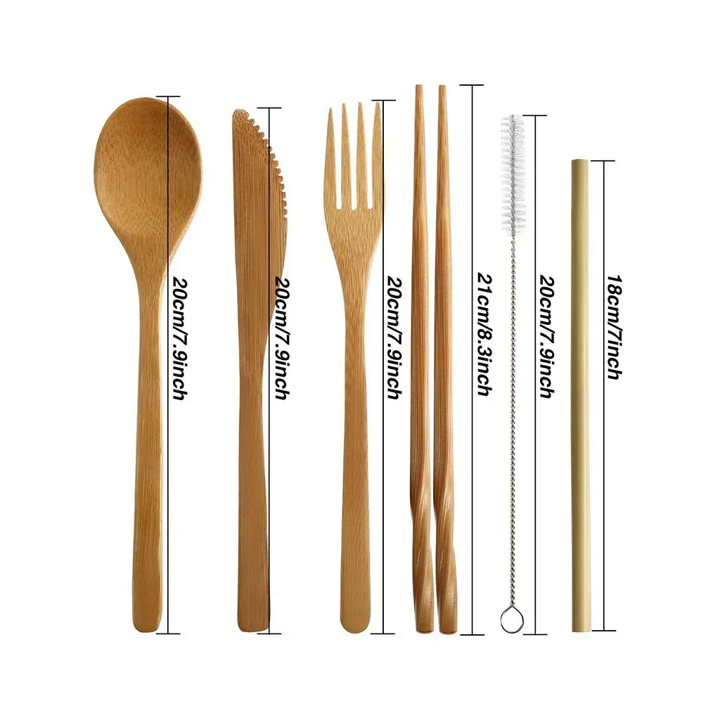 Bamboo Cutlery Set – Eco-Friendly, Reusable, & Travel-Ready Sustainable Utensils